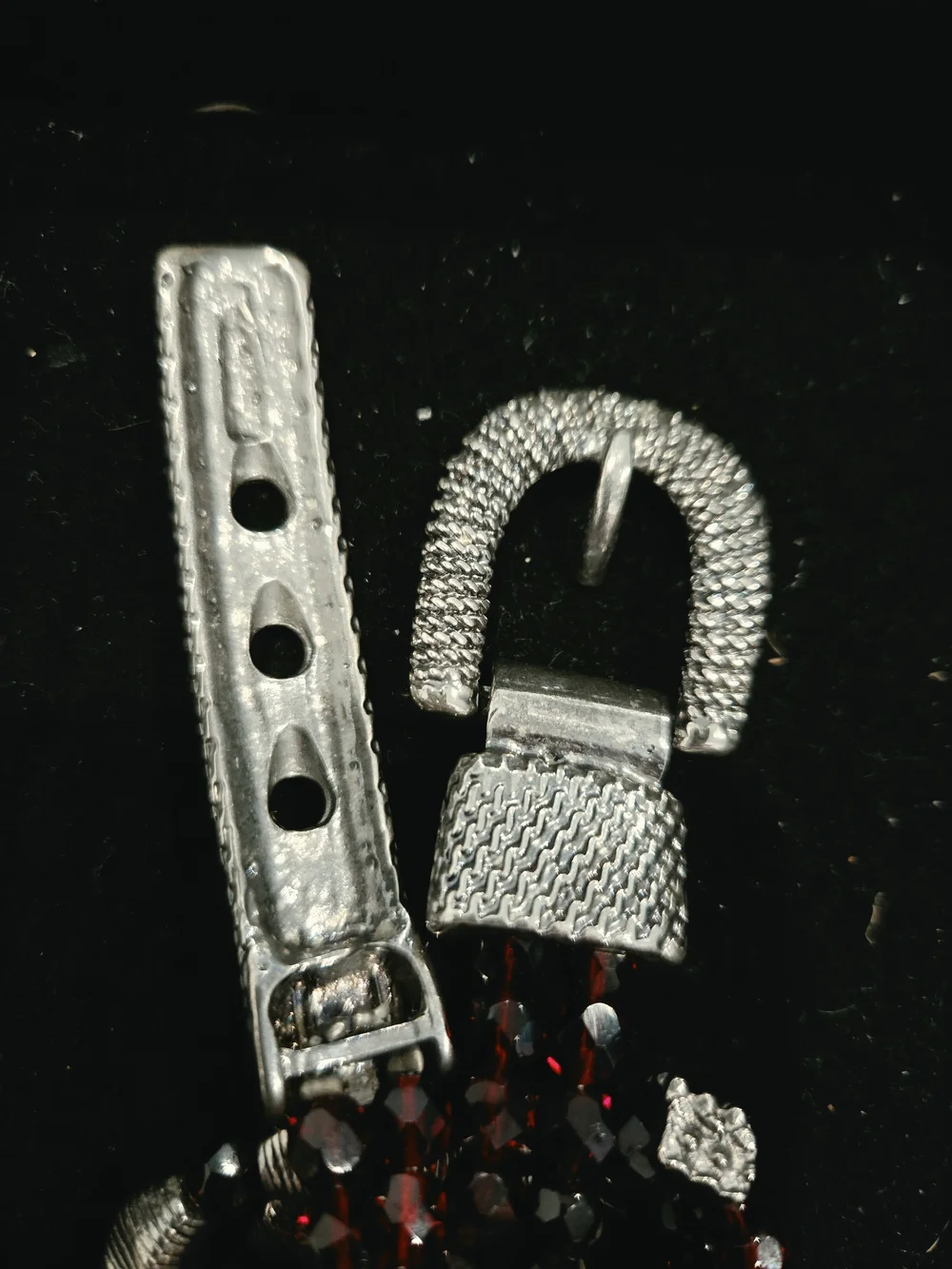 Vintage Red Fauceted Beaded Belt With Silver Accents 30